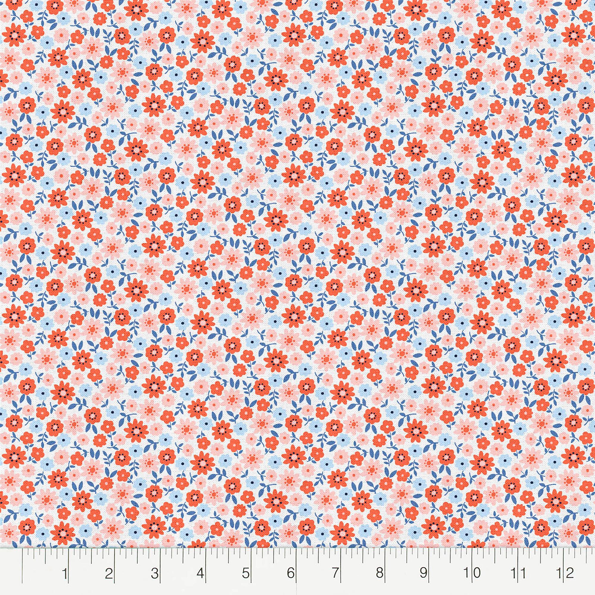 Fabric Editions White Carolina Floral Buds Cotton Fabric